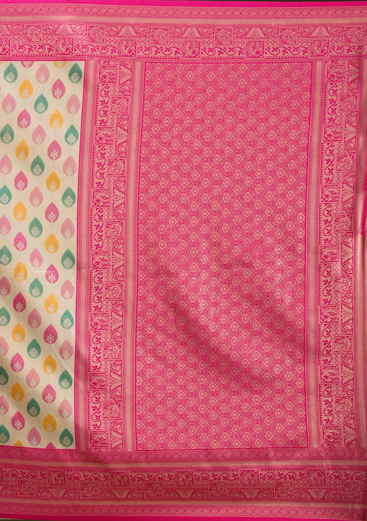 Magenta Pink Zariwork (Gold) Silk Silk_Saree-koskii