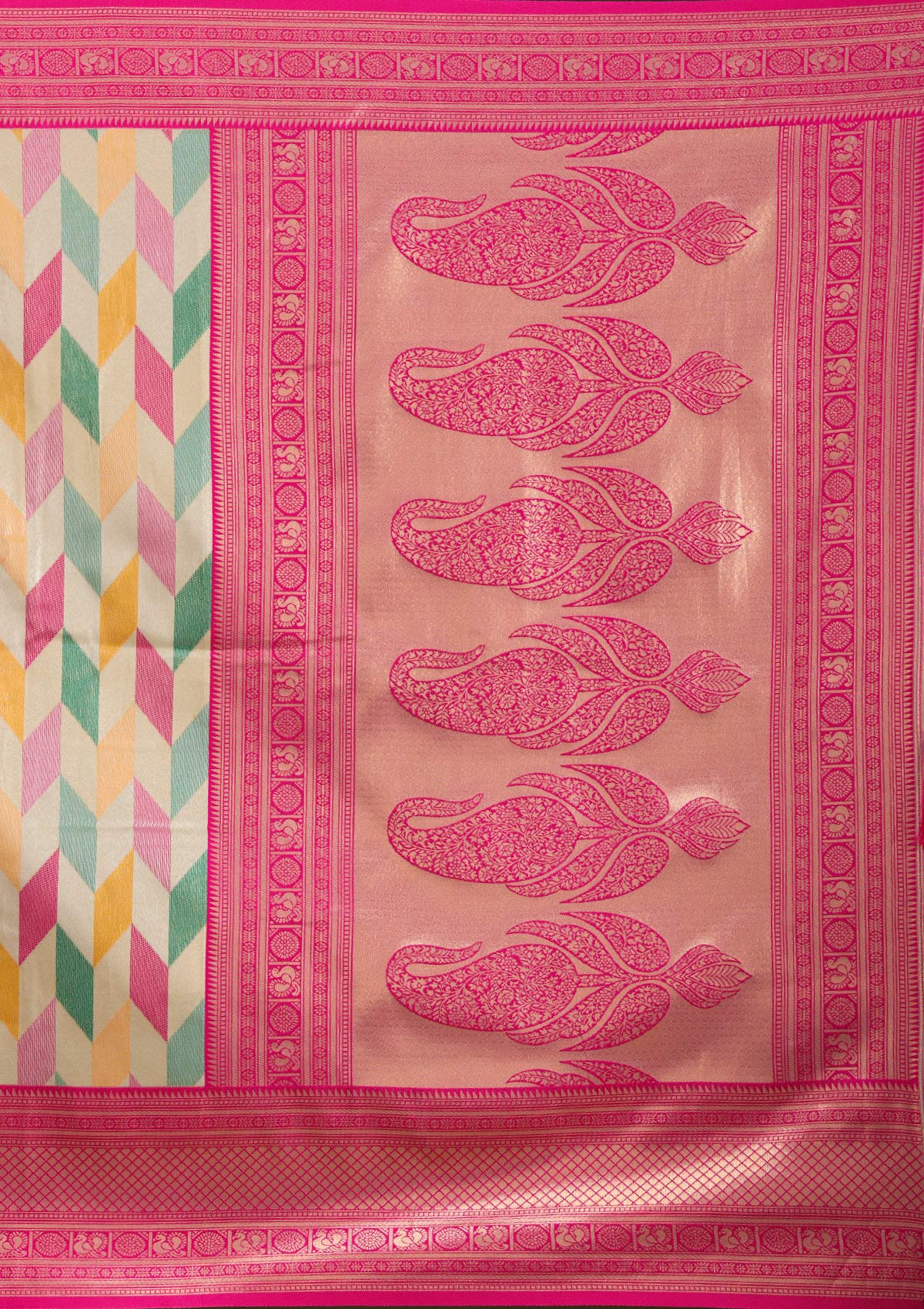 Magenta Pink Zariwork (Gold) Silk Silk_Saree-koskii