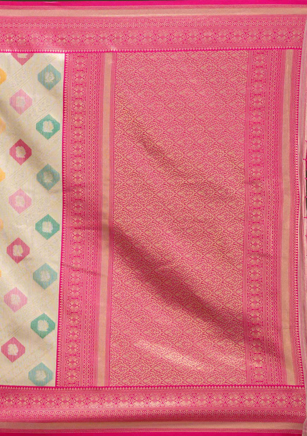 Magenta Pink Zariwork (Gold) Silk Silk_Saree-koskii