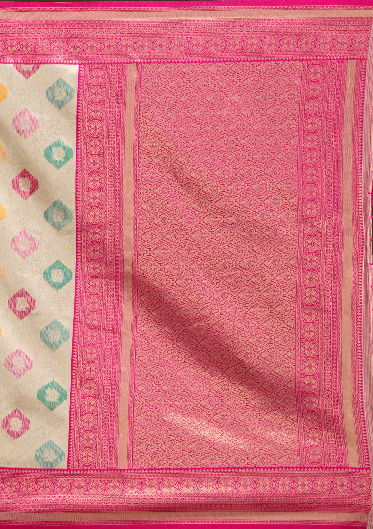Magenta Pink Zariwork (Gold) Silk Silk_Saree-koskii