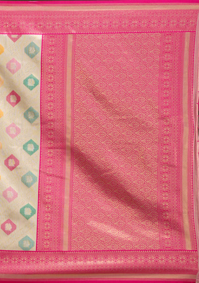 Magenta Pink Zariwork (Gold) Silk Silk_Saree-koskii