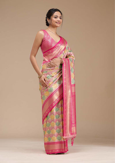 Magenta Pink Zariwork (Gold) Silk Silk_Saree-koskii