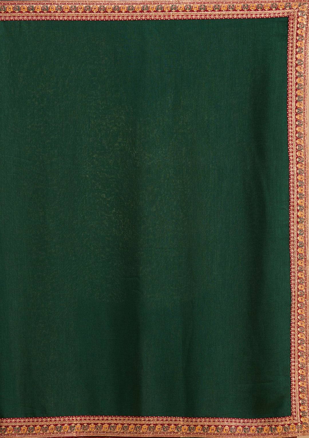 Bottle Green Zariwork (Gold) Soft Raw Silk Saree-Koskii