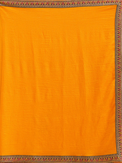 Mustard Zariwork (Gold) Soft Raw Silk Saree-Koskii