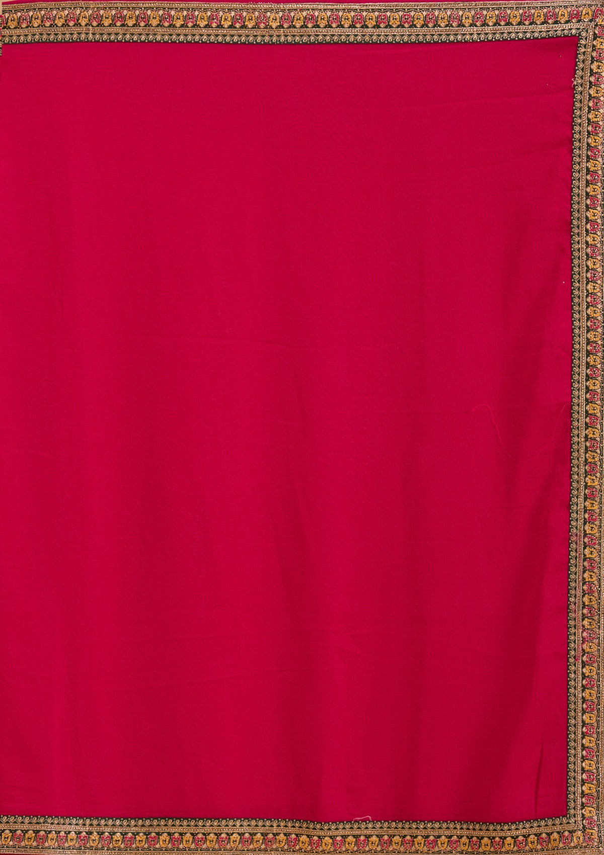 Rani Pink Zariwork (Gold) Soft Raw Silk Saree-Koskii