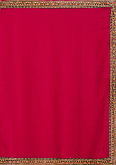 Rani Pink Zariwork (Gold) Soft Raw Silk Saree-Koskii