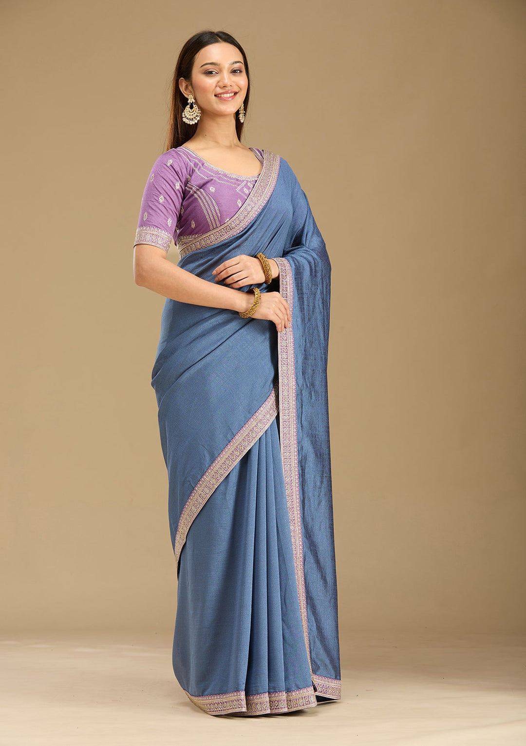 Peacock Blue Zariwork (Gold) Soft Raw Silk Saree-Koskii