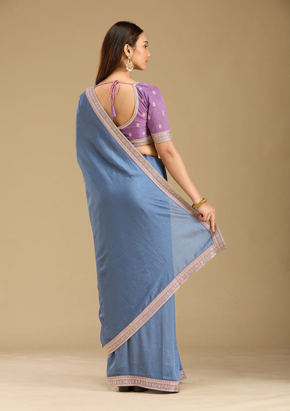 Peacock Blue Zariwork (Gold) Soft Raw Silk Saree-Koskii