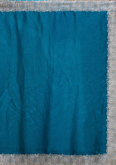 Peacock Blue Zariwork Silk Saree-koskii