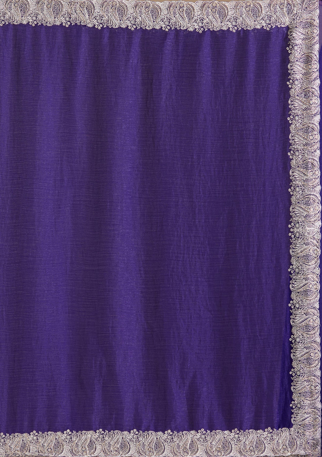 Violet  Zariwork (Silver) Chiffon Saree-koskii