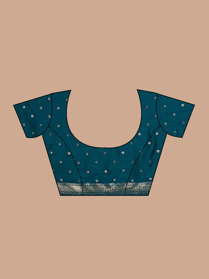 Peacock Blue Stonework Silk Saree-koskii