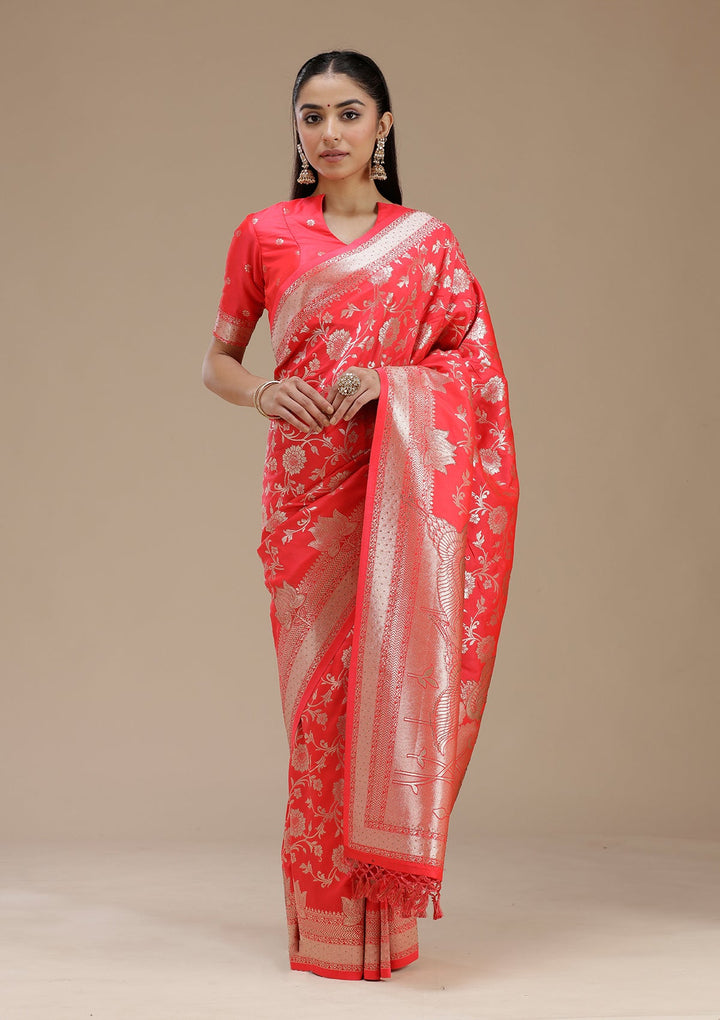 Rani Pink Stonework Silk Saree_koskii