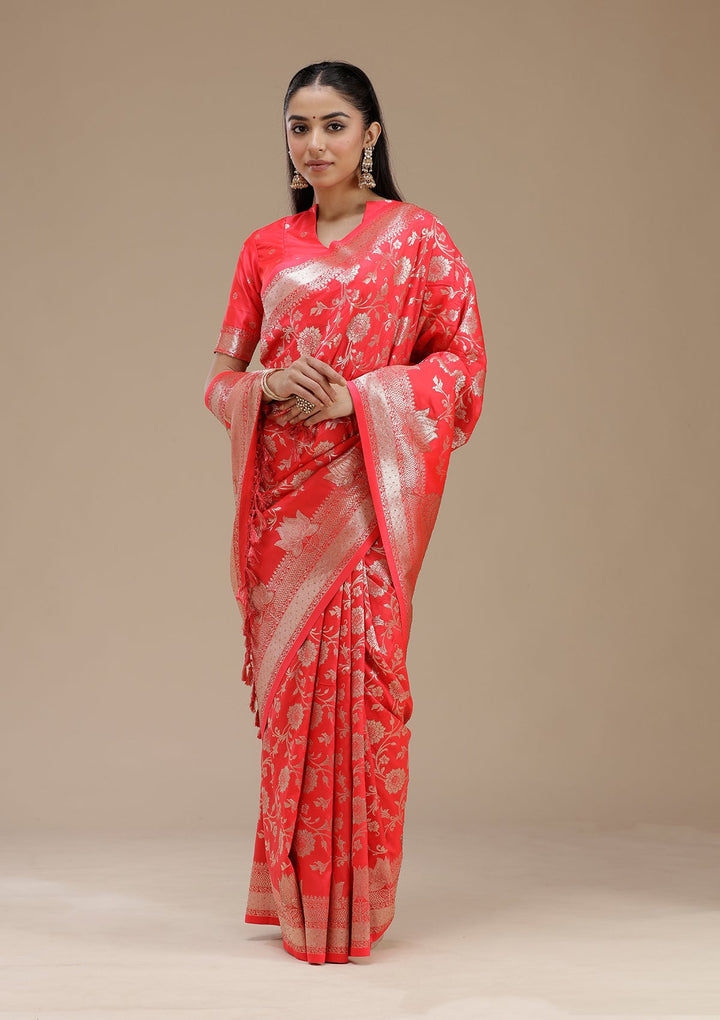 Rani Pink Stonework Silk Saree_koskii