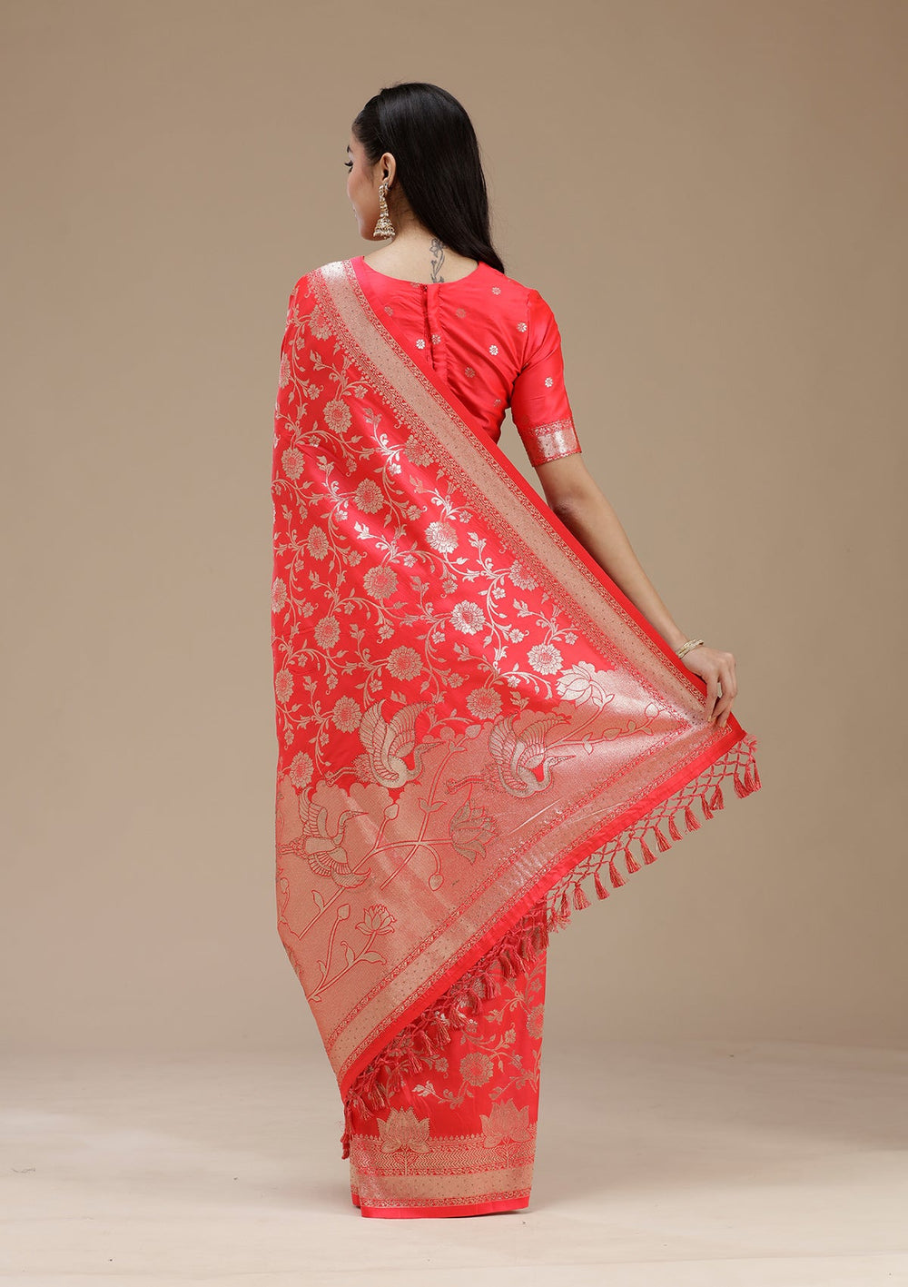 Rani Pink Stonework Silk Saree_koskii