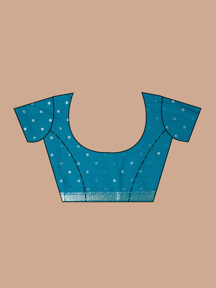 Turquoise Blue Stonework Silk Saree_koskii