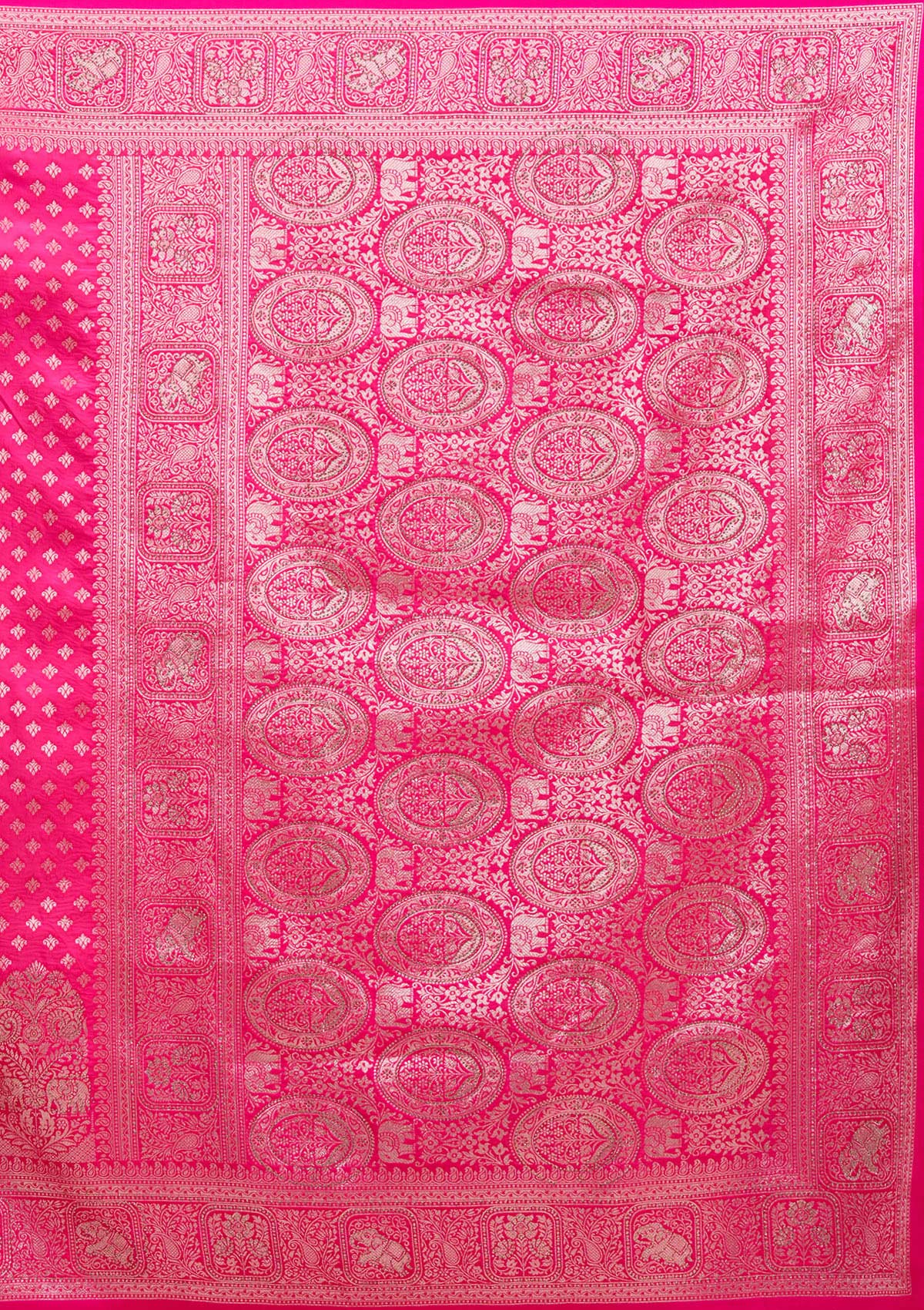 Magenta Pink Stonework Banarasi Silk Saree-koskii
