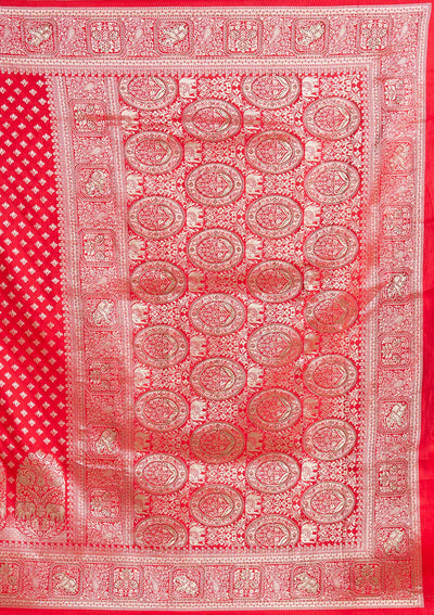 Red Stonework Banarasi Silk Saree-koskii