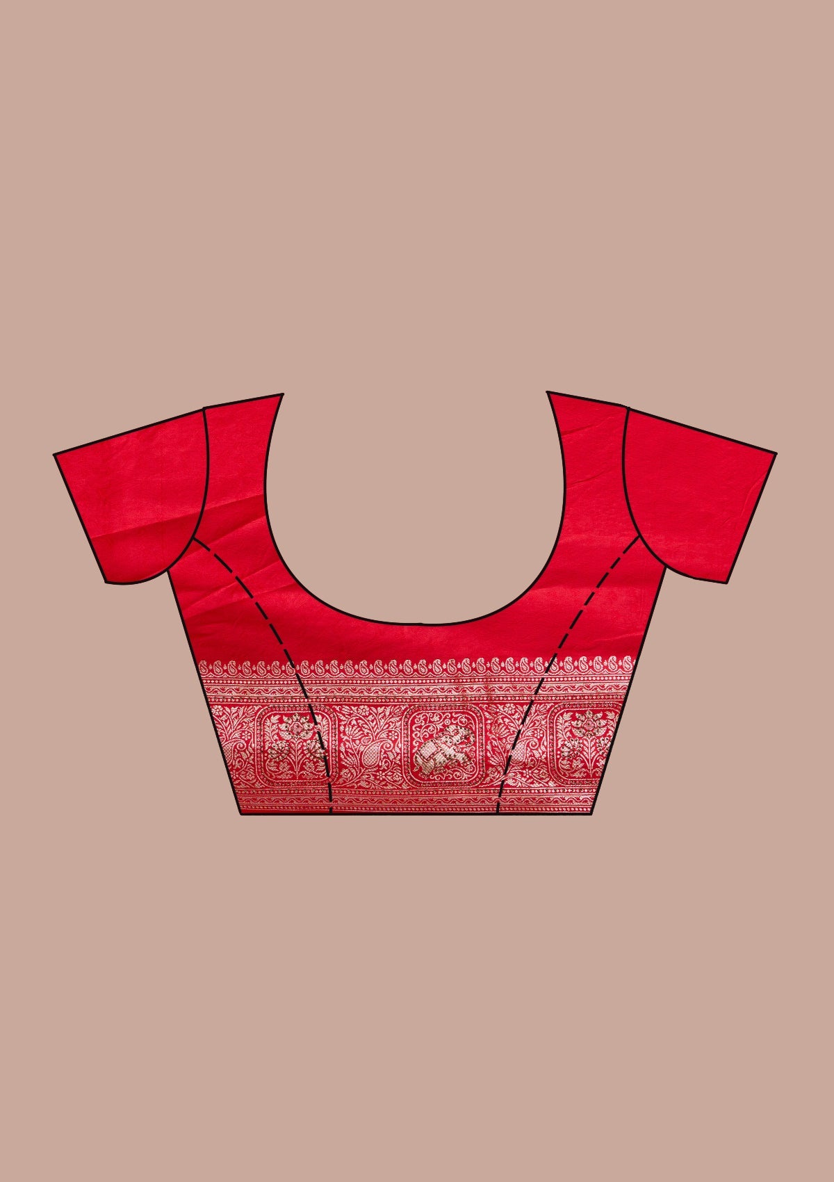 Red Stonework Banarasi Silk Saree-koskii