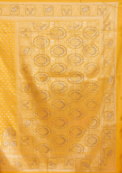Yellow Stonework Silk Silk_Saree-Koskii