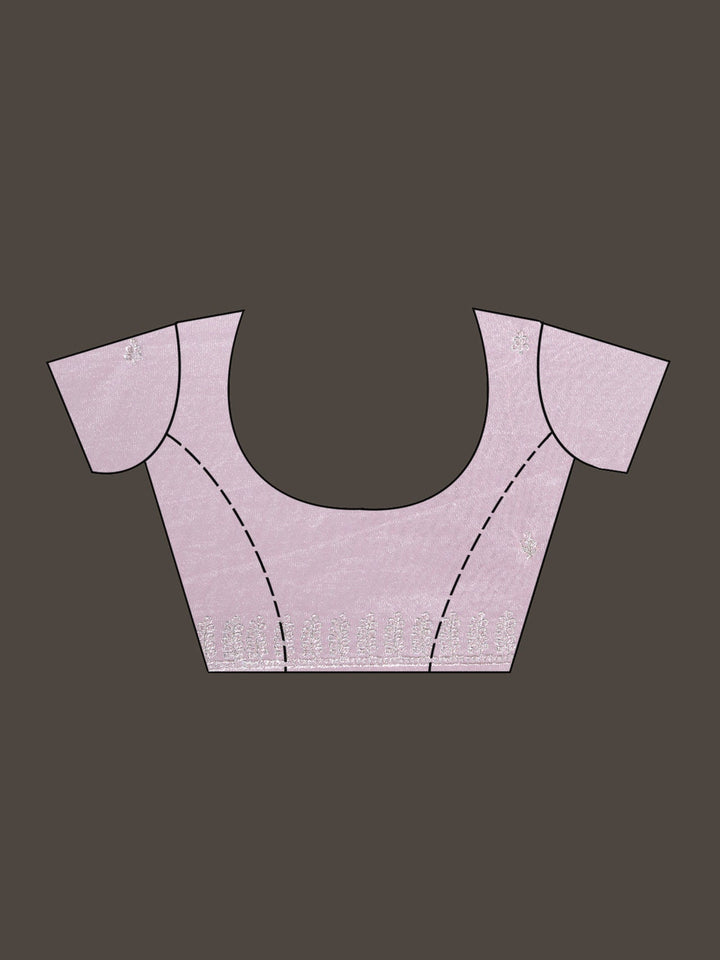 Baby Pink Cutwork Organza Saree-Koskii