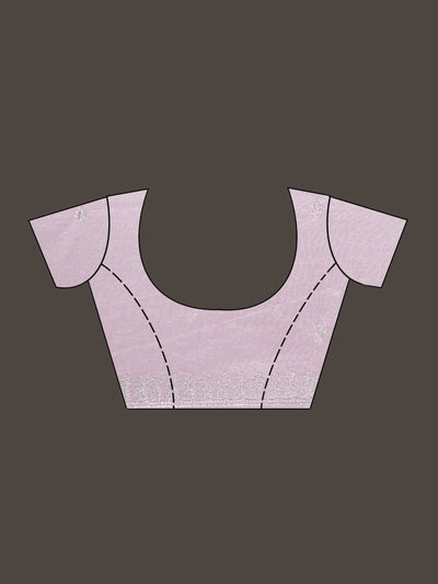 Baby Pink Cutwork Organza Saree-Koskii