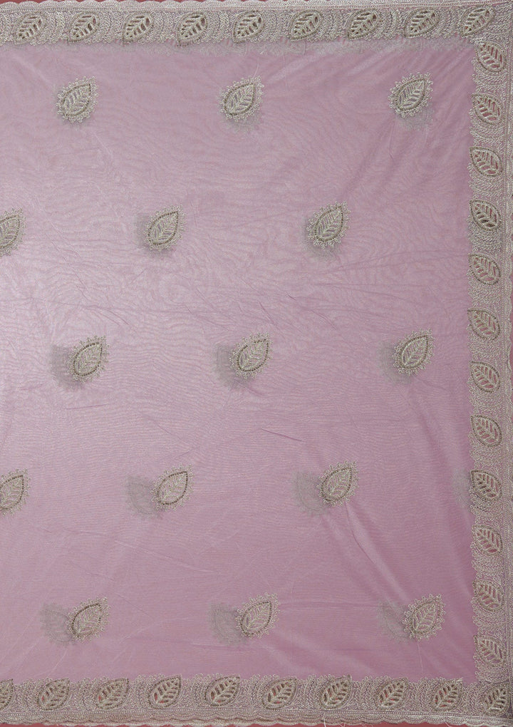 Lavender Cutwork Organza Saree-Koskii