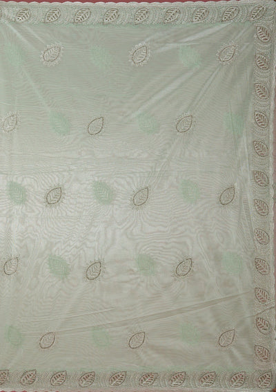 Sea Green Cutwork Organza Saree-Koskii