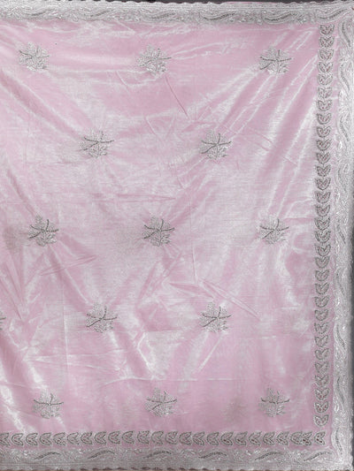 Baby Pink Cutwork Organza Saree-Koskii