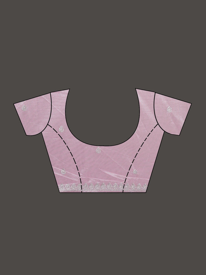 Baby Pink Cutwork Organza Saree-Koskii