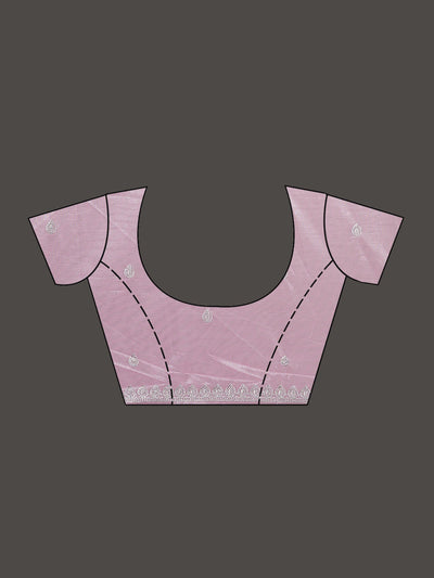 Baby Pink Cutwork Organza Saree-Koskii