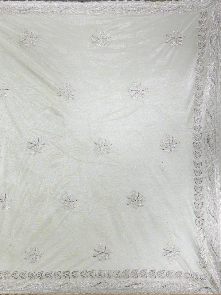 Pista Green Cutwork Organza Saree-Koskii