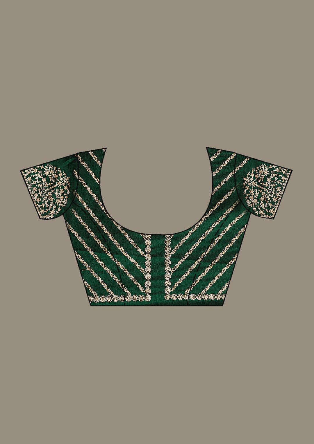 Bottle Green Cording Semi Crepe Saree-Koskii