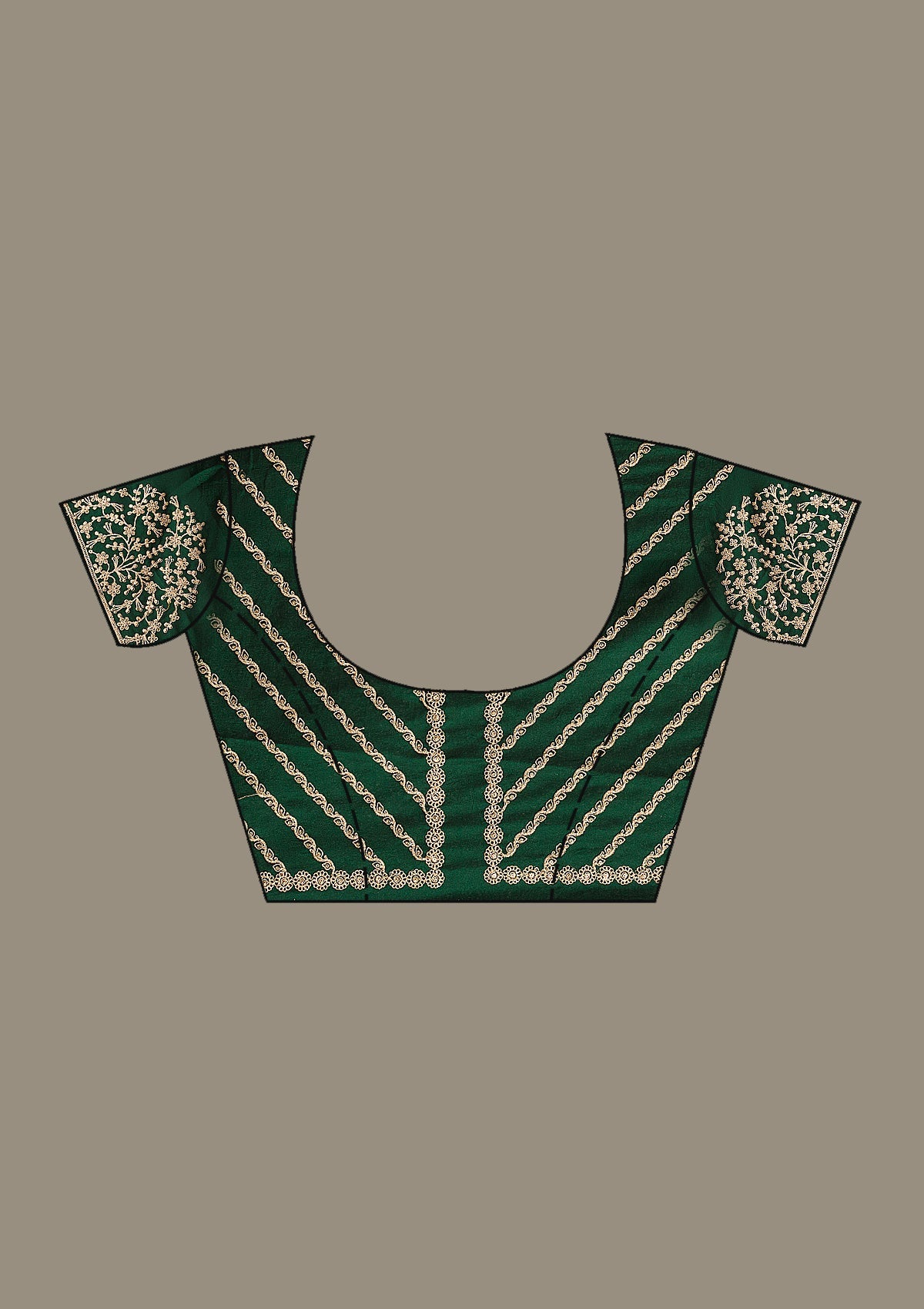 Bottle Green Cording Semi Crepe Saree-Koskii
