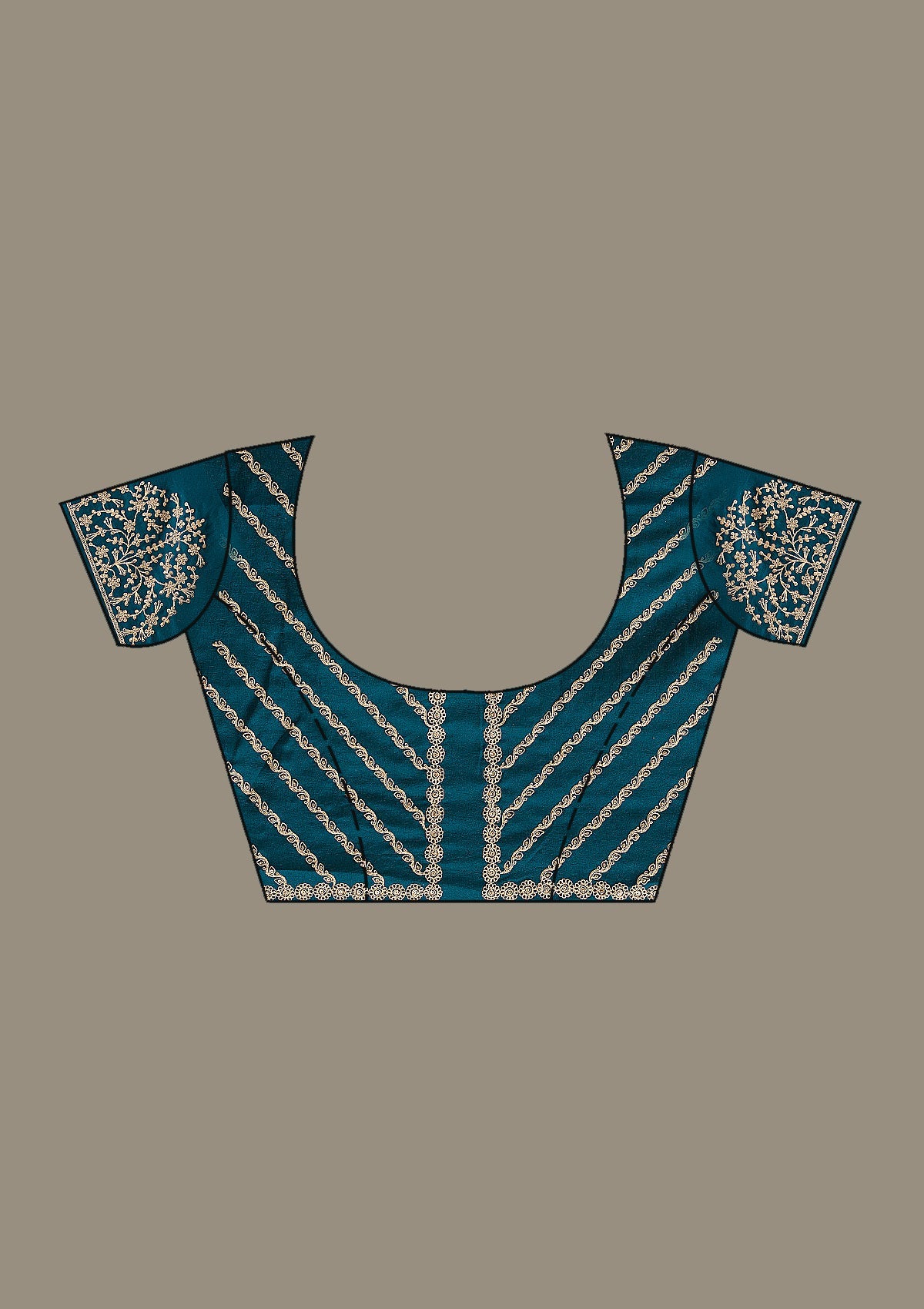Peacock Blue Cording Semi Crepe Saree-Koskii