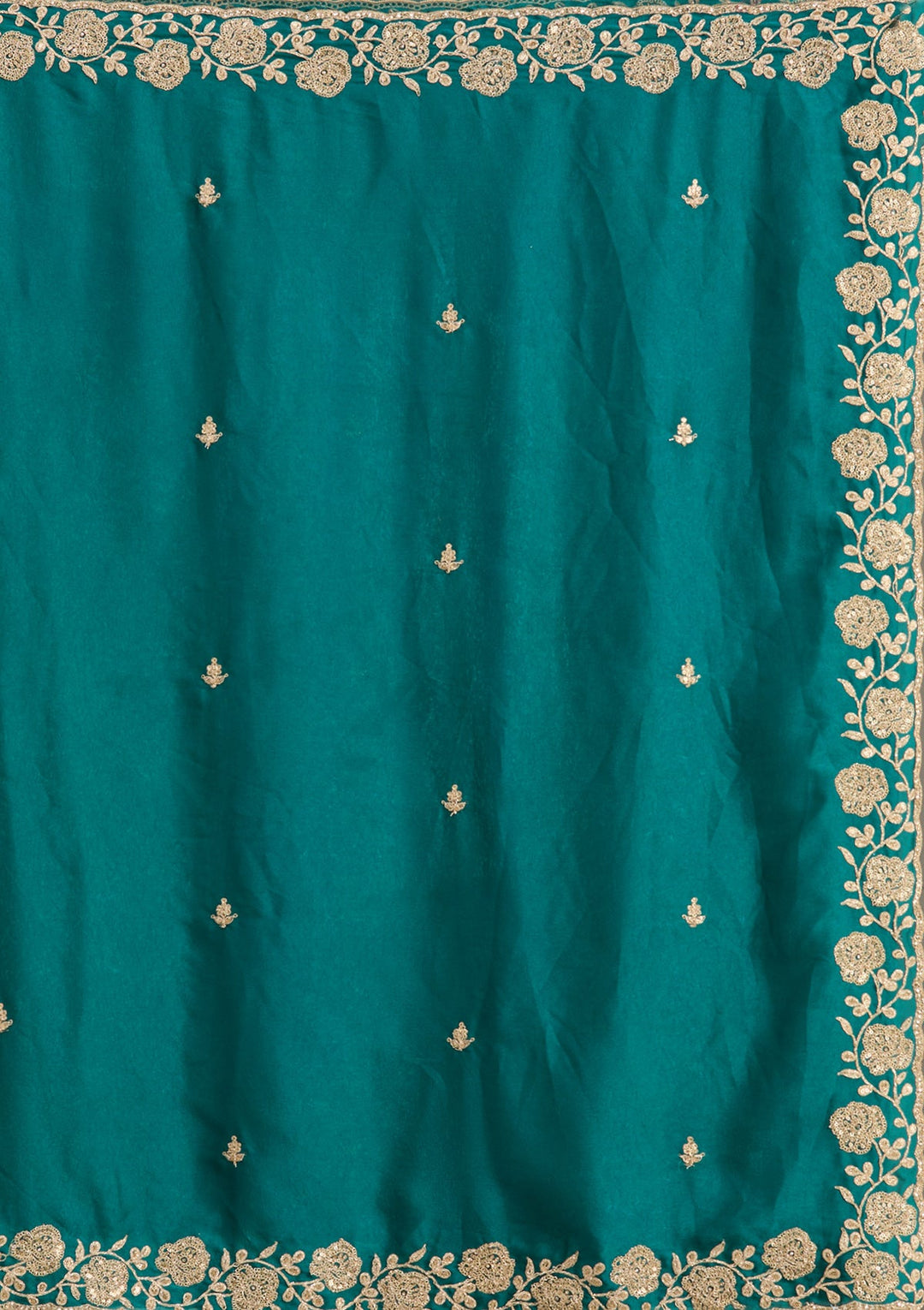 Teal Green Cording Georgette Saree-Koskii