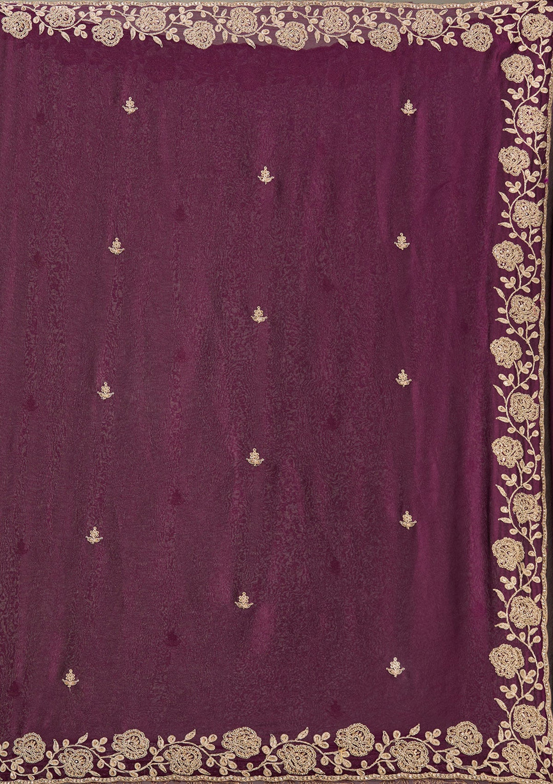 Wine Cording Georgette Saree-Koskii