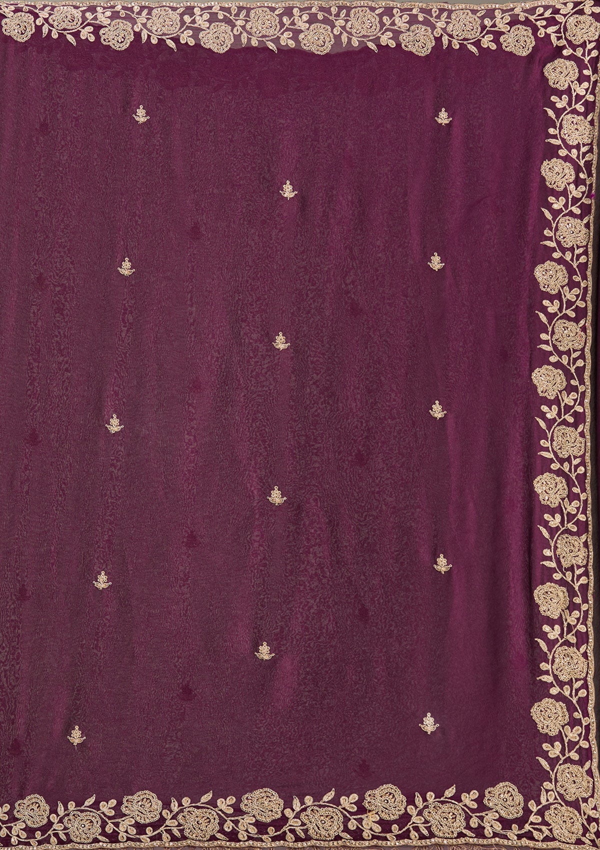Wine Cording Georgette Saree-Koskii