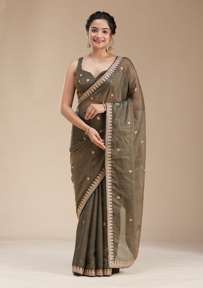 Mehendi Gotapatti Organza Saree-koskii