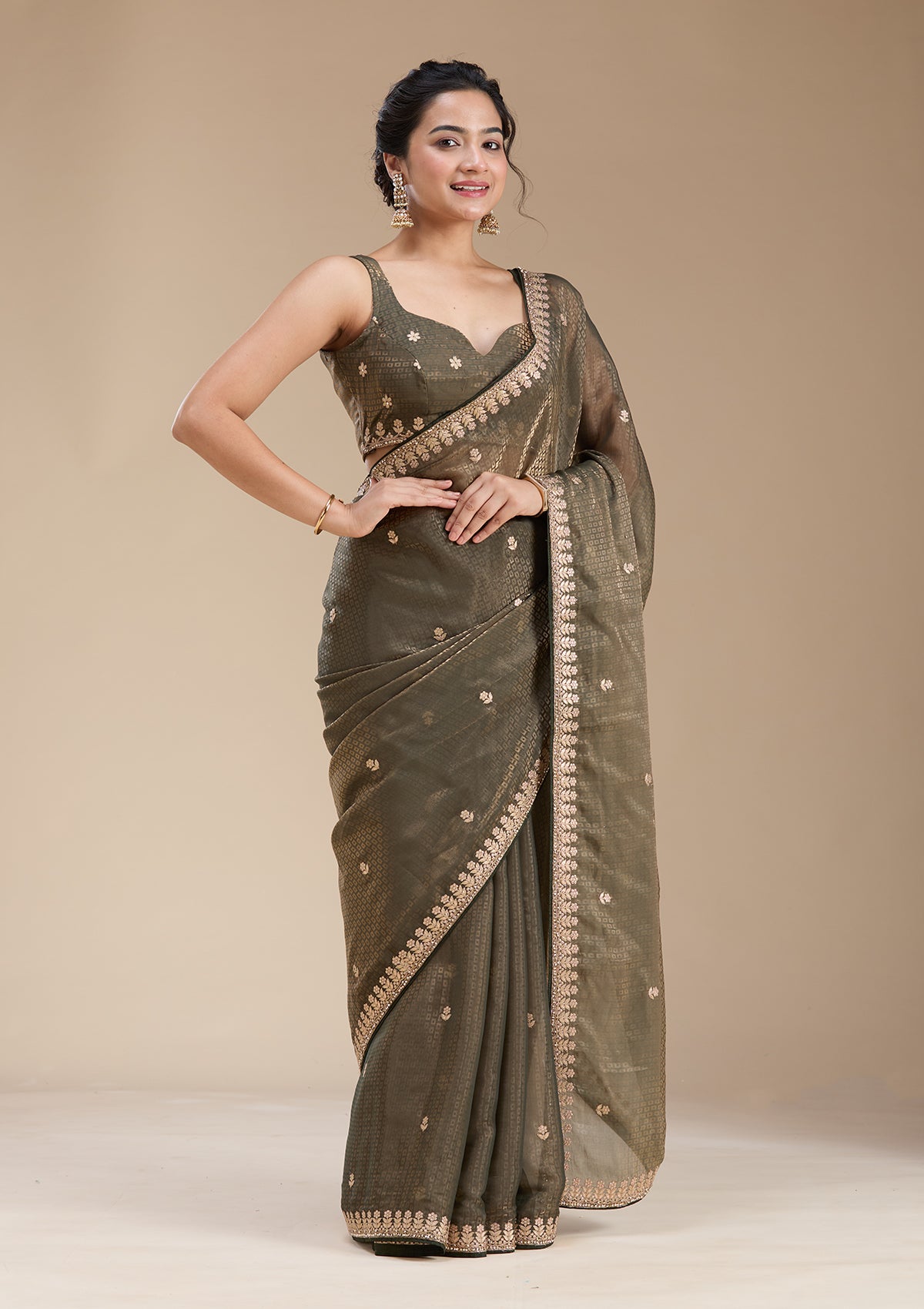 Mehendi Gotapatti Organza Saree-koskii