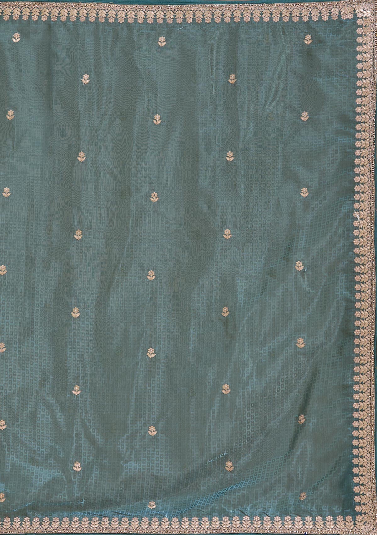 Teal Green Gotapatti Organza Saree-koskii