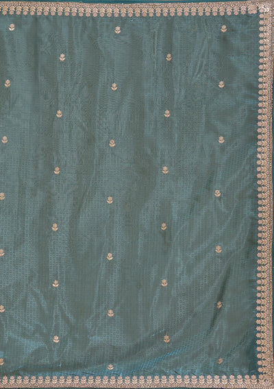 Teal Green Gotapatti Organza Saree-koskii