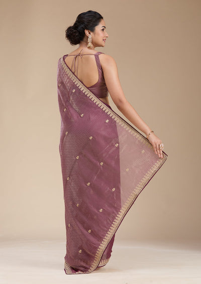 Wine Gotapatti Organza Saree-koskii