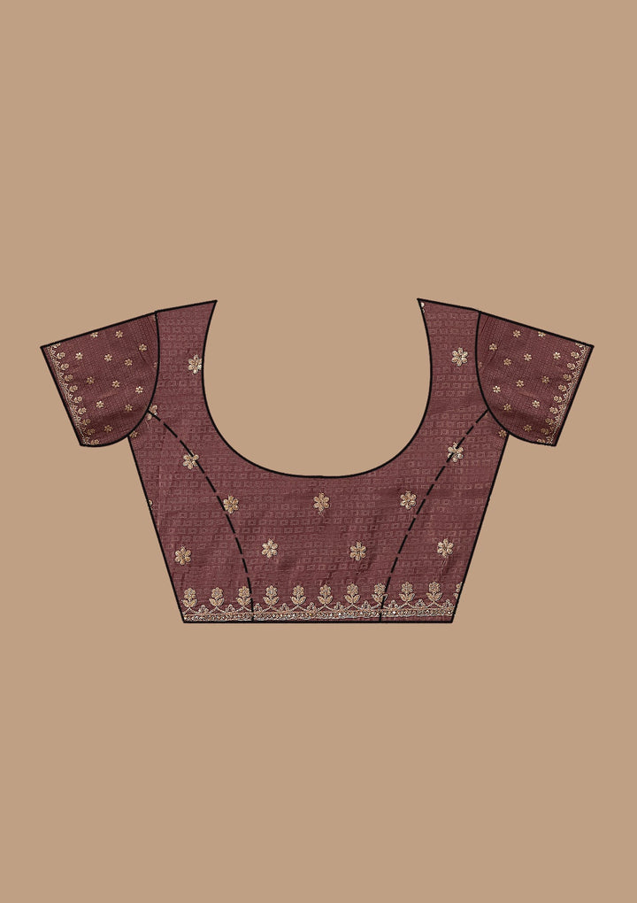 Wine Gotapatti Organza Saree-koskii