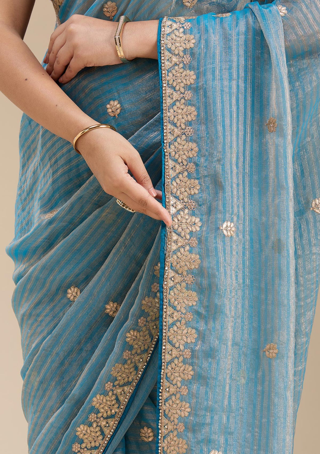 Blue Gotapatti Chiffon Saree-koskii