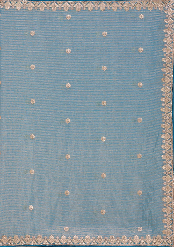 Blue Gotapatti Chiffon Saree-koskii
