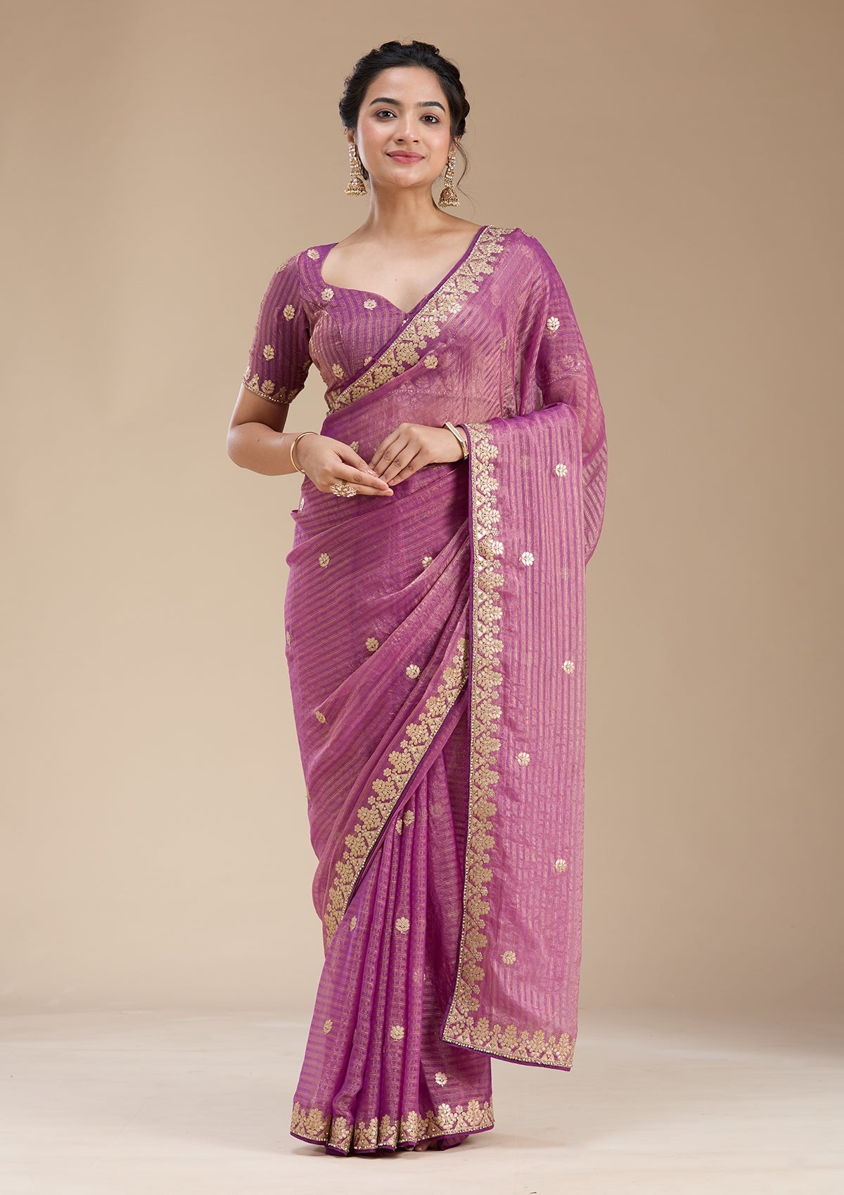 Purple Gotapatti Chiffon Saree-koskii