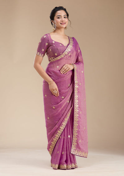 Purple Gotapatti Chiffon Saree-koskii
