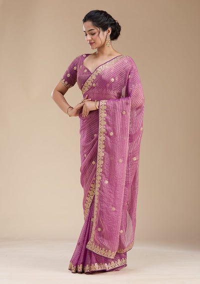 Purple Gotapatti Chiffon Saree-koskii