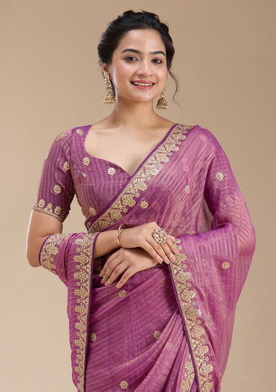 Purple Gotapatti Chiffon Saree-koskii