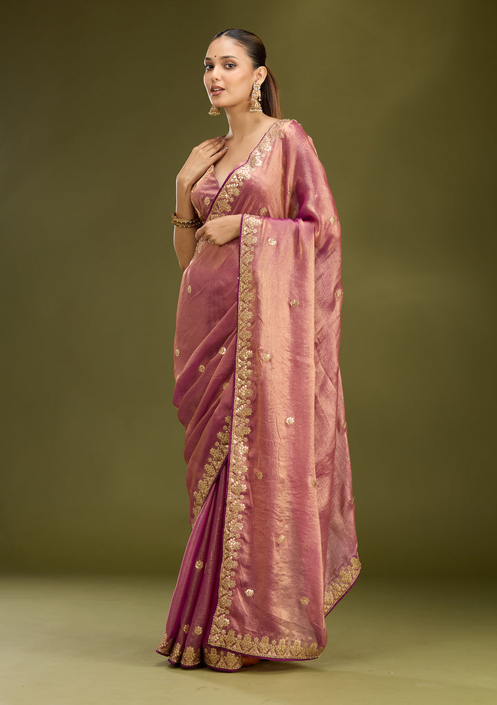 Purple Gotapatti Chiffon Saree